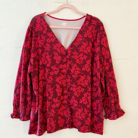 Lands' End Women's 3/4 Sleeve Lightweight Jersey Button Front Top Size 2X NWT - Picture 11 of 11